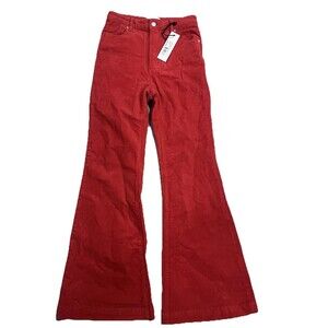 NEW Rolla's Women's East Coast Corduroy Stretch Flare Jeans Pomegranate Size 27